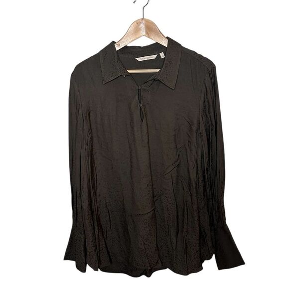 Soft Surroundings Olive Green Leopard Animal Print Viscose Blouse Size L - Picture 1 of 8